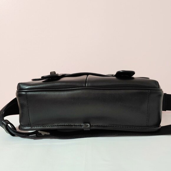 New with Defects COACH Heritage Map Smooth Leather Crossbody Messenger Bag Black - Picture 10 of 16